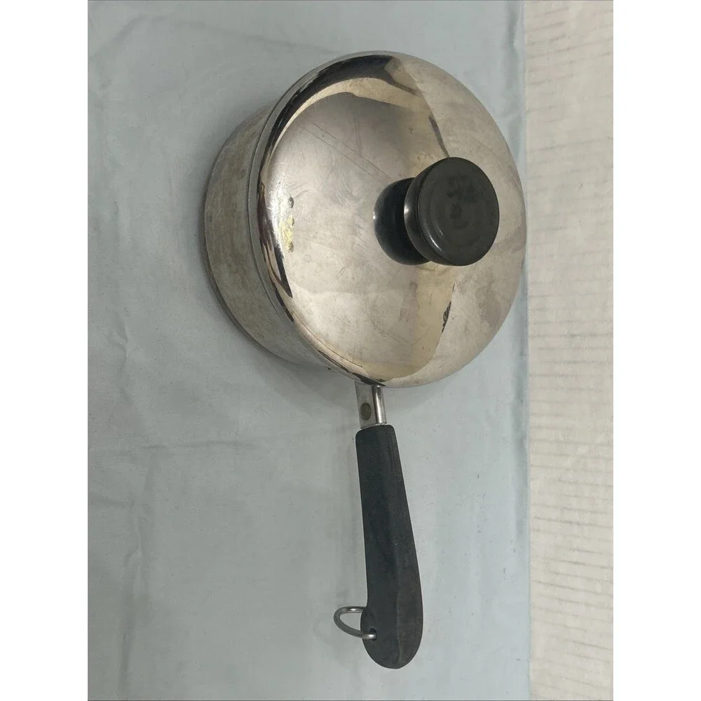 Vintage Revere Ware 1 Quart Stainless Steel Saucepan Copper Clad Bottom and Lid